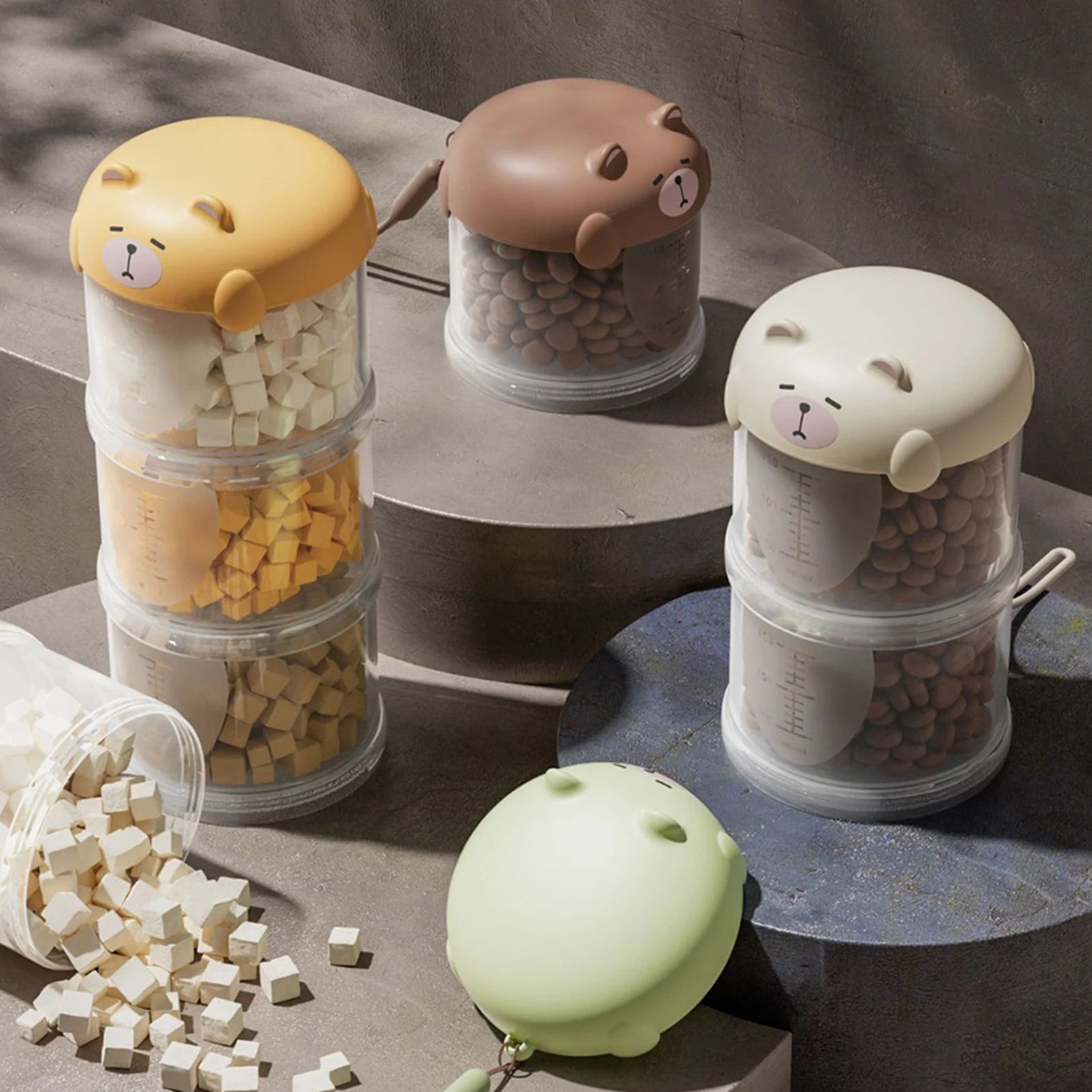 Airtight Outdoor Dog Treat Jar Multi Layers Dog Treat Portable Pet Food Container Stackable Cookie-Jar for Outdoor Walking